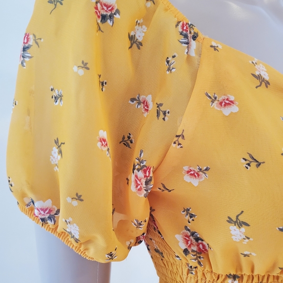 Yellow Floral Cut-Out Tiered Mini Sundress - Picture 10 of 14